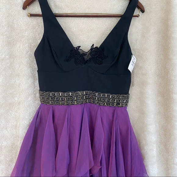 Maria by Bianca Nero Black & Purple Cocktail Dress - Picture 2 of 16